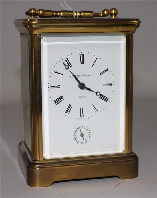 A Matthew Norman brass carriage clock with alarm